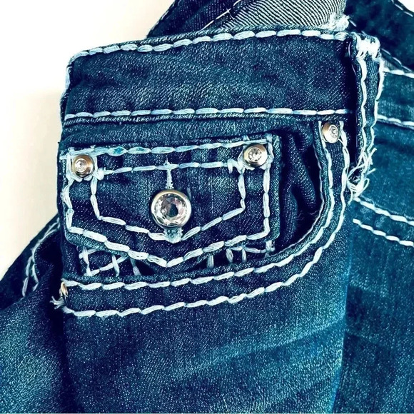 NWT $319 True Religion Billy Super T Dark Pipeline Jeweled Jean - Picture 4 of 8